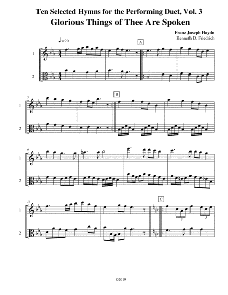 Free Sheet Music Ten Selected Hymns For The Performing Duet Vol 3 Violin And Viola