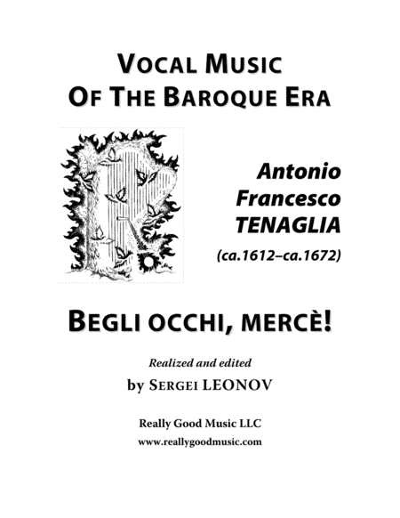 Tenaglia Antonio Francesco Begli Occhi Merc Arietta For Voice And Piano D Minor Sheet Music