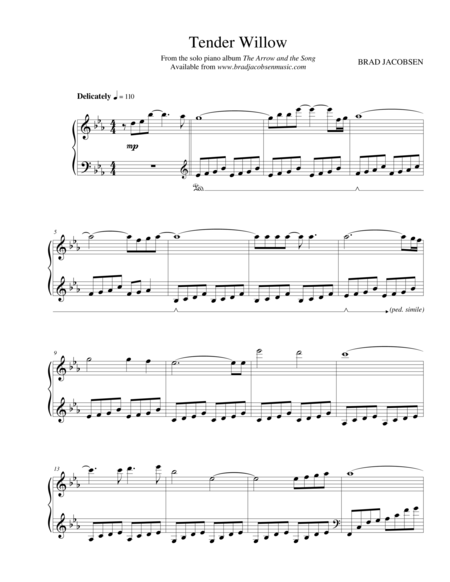 Free Sheet Music Tender Willow By Brad Jacobsen