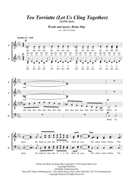 Teo Torriatte Let Us Cling Together Sheet Music