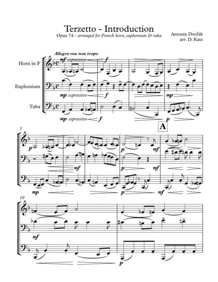 Free Sheet Music Terzetto Opus 74 Introduction By Antonin Dvo K