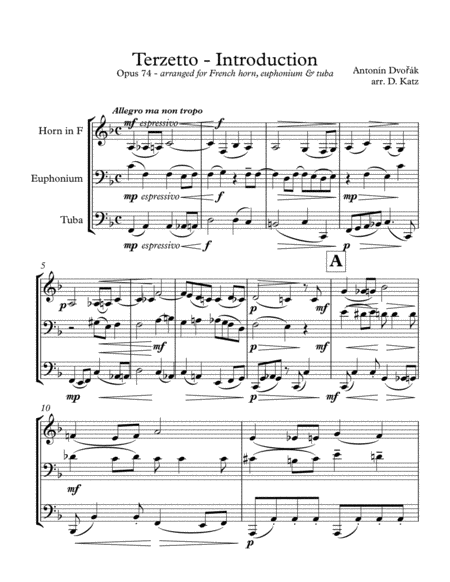 Terzetto Opus 74 Introduction By Antonin Dvo K Sheet Music