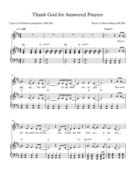 Thank God For Answered Prayers Sheet Music