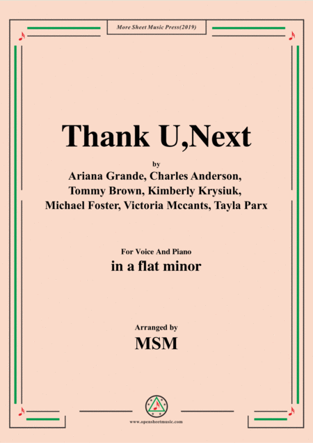 Free Sheet Music Thank U Next In A Flat Minor For Voice And Piano