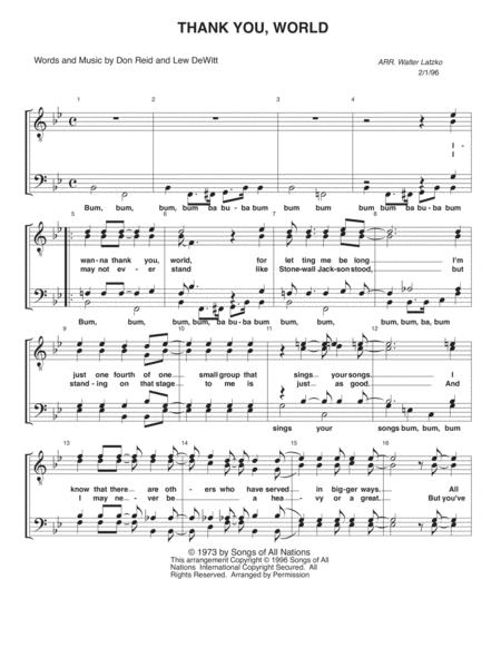 Free Sheet Music Thank You World