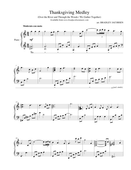 Thanksgiving Medley Over The River We Gather Together By Brad Jacobsen Sheet Music