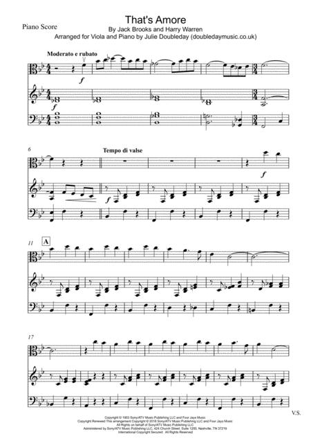 Free Sheet Music That Amore That Love For Viola And Piano