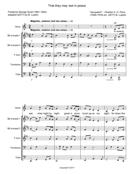 Free Sheet Music That They May Rest In Peace Brass Quintet