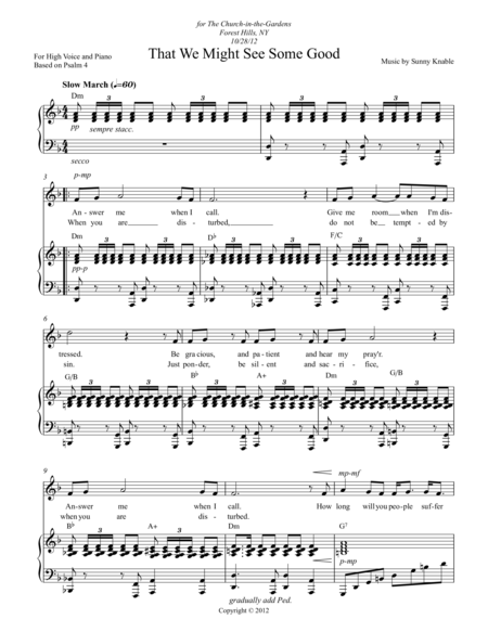 Free Sheet Music That We Might See Some Good Psalm 4
