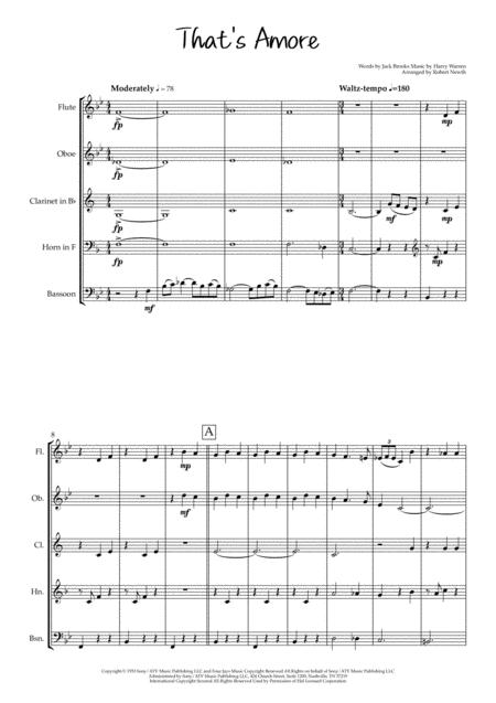 Thats Amore For Wind Quintet Sheet Music