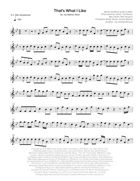 Thats What I Like Allen Music Alto Saxophone Sheet Music