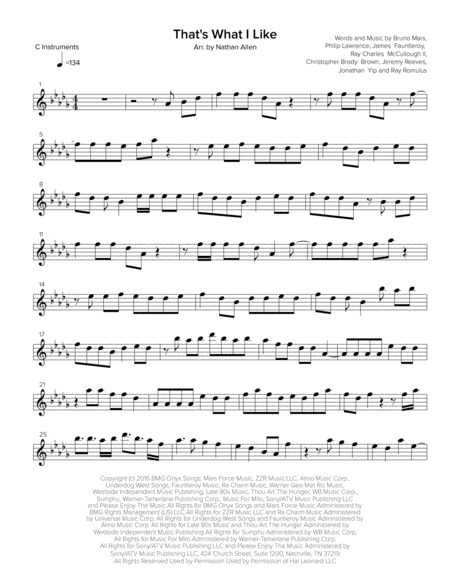 Thats What I Like Allen Music C Instruments Sheet Music