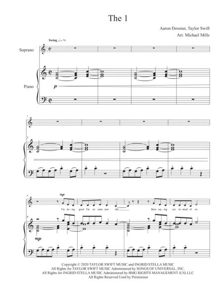 Free Sheet Music The 1 Taylor Swift Piano Solo