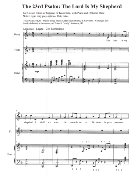 The 23rd Psalm The Lord Is My Shepherd Sheet Music