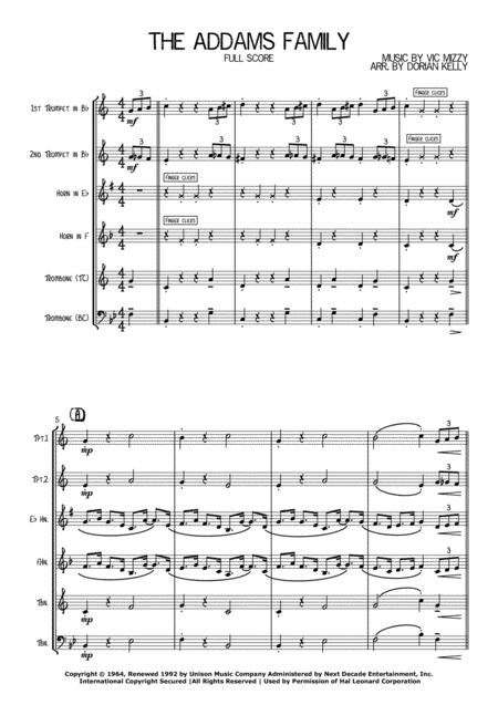 The Addams Family Theme Brass Qrt Sheet Music