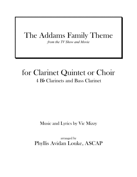 The Addams Family Theme For Clarinet Choir Sheet Music