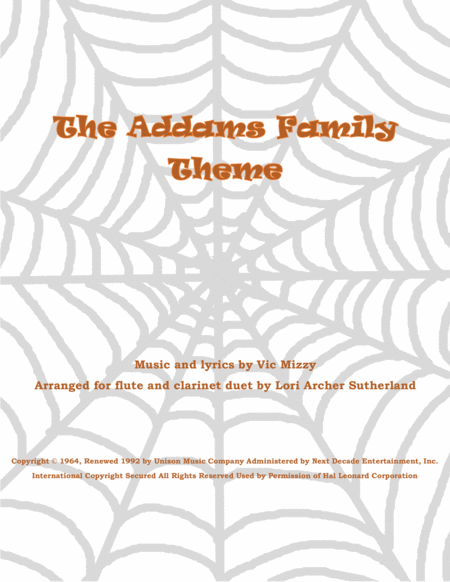 The Addams Family Theme For Easy Flute Clarinet Duet Sheet Music