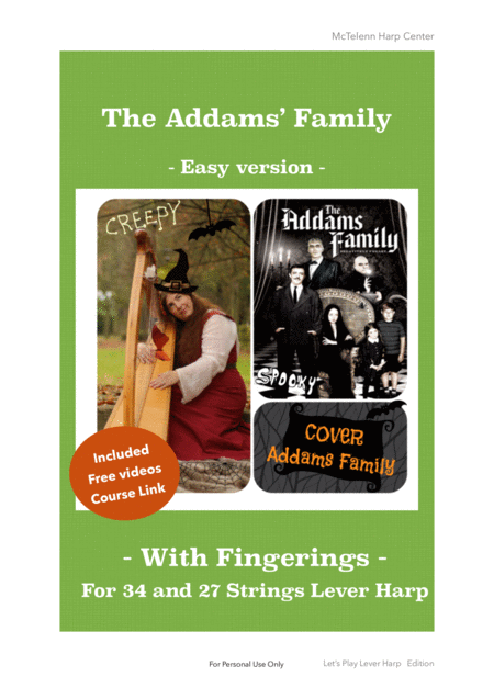 Free Sheet Music The Addams Family Theme For Lever Harp