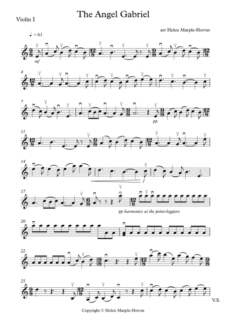 Free Sheet Music The Angel Gabriel For String Quartet And Or String Orchestra