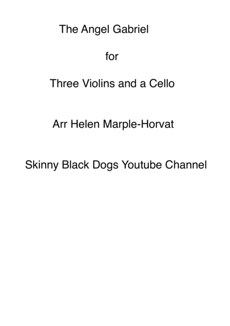 The Angel Gabriel For Three Violins And Cello String Group Sheet Music