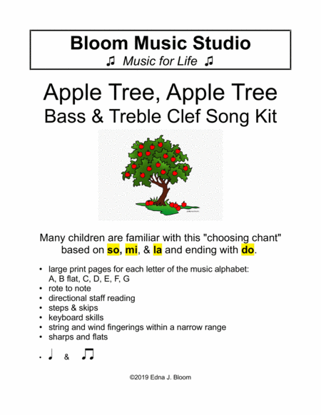 The Apple Tree Song Combined Bass Treble Clef Kit Sheet Music