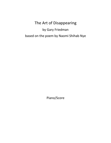 Free Sheet Music The Art Of Disappearing