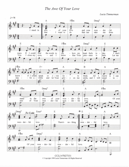 The Awe Of Your Love Sheet Music