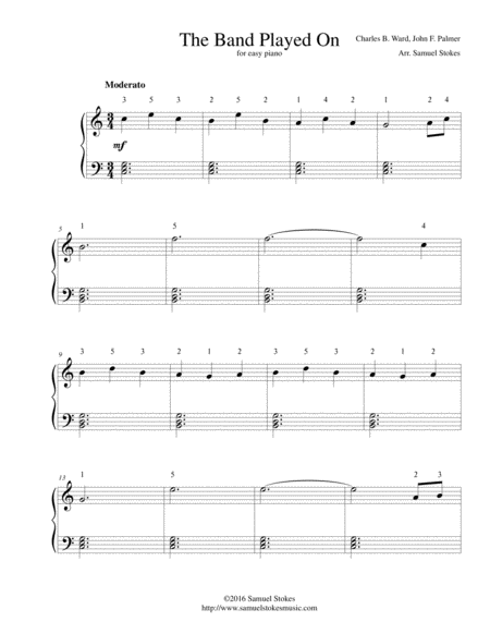 Free Sheet Music The Band Played On For Easy Piano