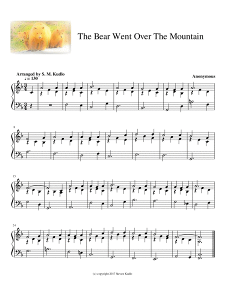 Free Sheet Music The Bear Went Over The Mountain