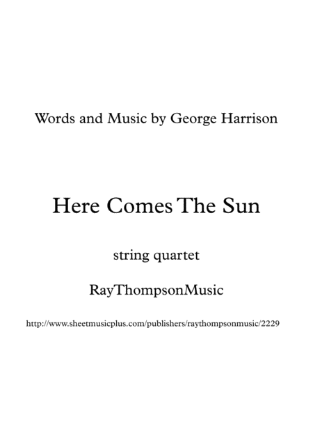 The Beatles Here Comes The Sun String Quartet Sheet Music