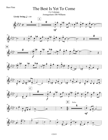 The Best Is Yet To Come Bass Flute Sheet Music