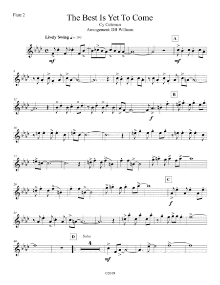 Free Sheet Music The Best Is Yet To Come Flute 2