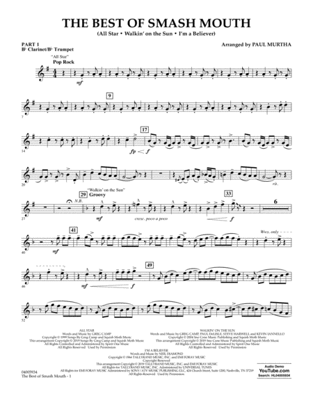 The Best Of Smash Mouth Arr Paul Murtha Pt 1 Bb Clarinet Bb Trumpet Sheet Music