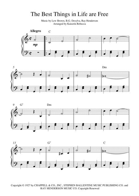 The Best Things In Life Are Free Piano Solo With Chords Sheet Music