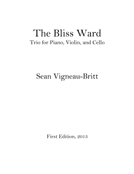 The Bliss Ward Trio For Piano Violin And Cello Sheet Music