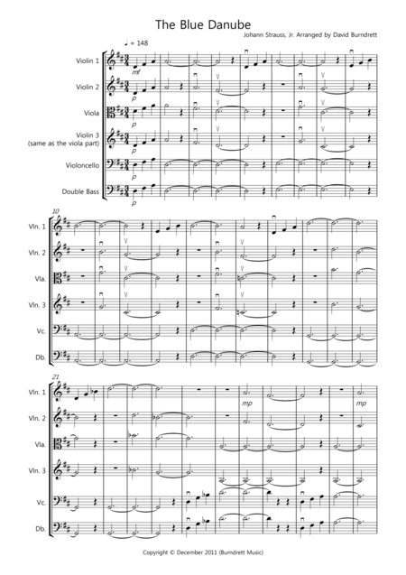 The Blue Danube For String Orchestra Sheet Music