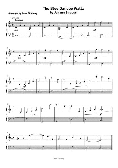 The Blue Danube Waltz By Johann Strauss Easy Piano Version Sheet Music