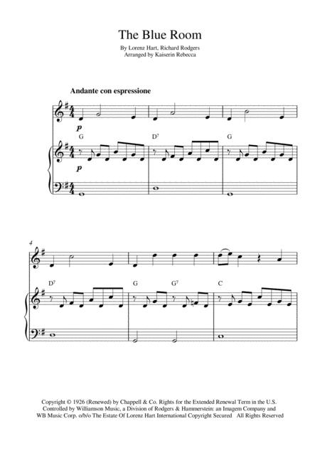 Free Sheet Music The Blue Room Oboe Solo And Piano Accompaniment