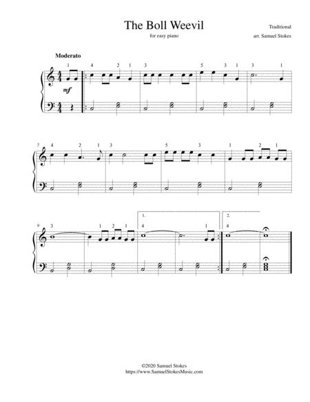 Free Sheet Music The Boll Weevil For Easy Piano