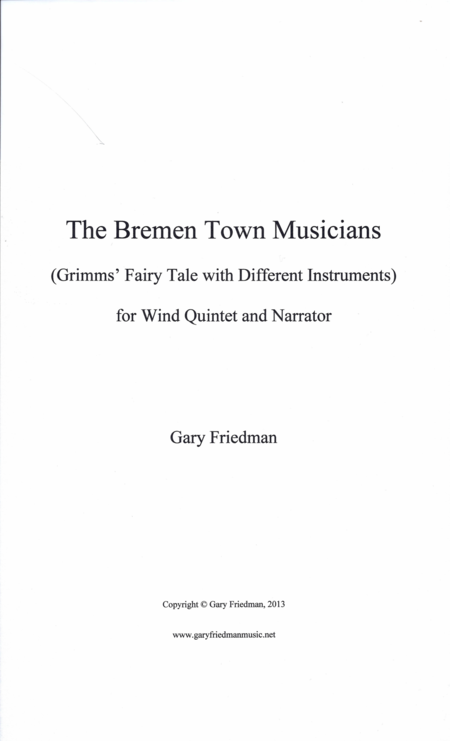 The Bremen Town Musicians Grimms Fairy Tale With Different Instruments For Wind Quintet And Narrator Sheet Music