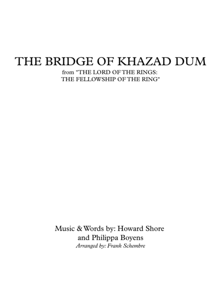 The Bridge Of Khazad Dum From The Lord Of The Rings The Fellowship Of The Ring Sheet Music