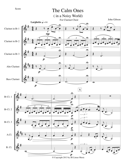 The Calm Ones In A Noisy World For Clarinet Choir Sheet Music