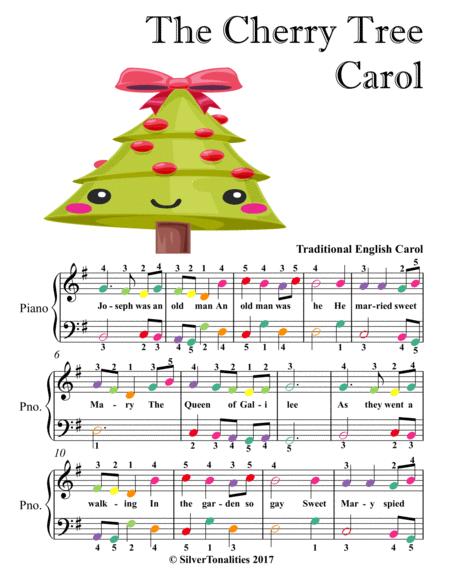 The Cherry Tree Carol Easy Piano Sheet Music With Colored Notes Sheet Music