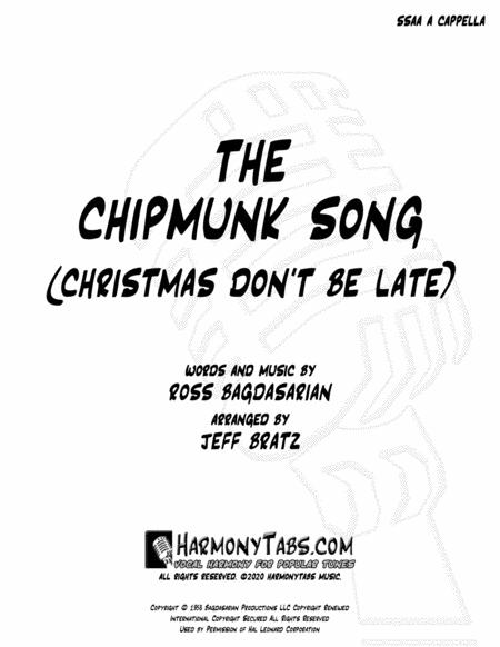 Free Sheet Music The Chipmunk Song Christmas Dont Be Late Ssaa A Cappella