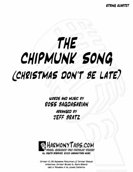 Free Sheet Music The Chipmunk Song Christmas Dont Be Late String Quartet