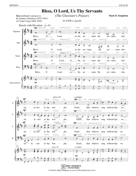 Free Sheet Music The Choristers Prayer From Missa Brevis