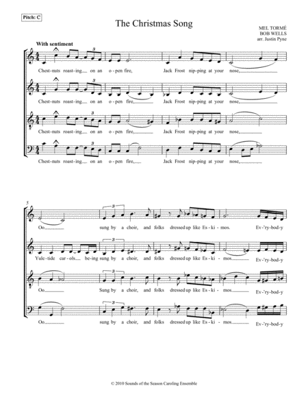 Free Sheet Music The Christmas Song 4 Part Carol