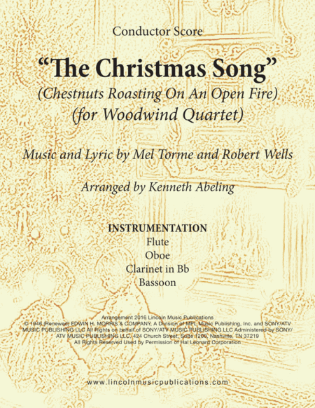 The Christmas Song Chestnuts Roasting On An Open Fire For Woodwind Quartet Sheet Music