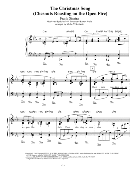 The Christmas Song Chestnuts Roasting On An Open Fire Piano Solo Sheet Music