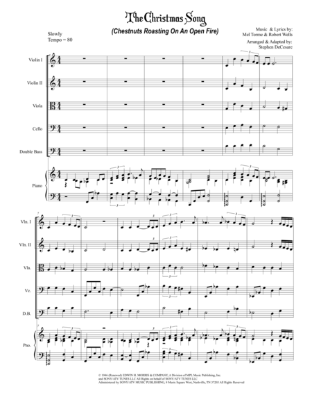 The Christmas Song For String Quintet Sheet Music